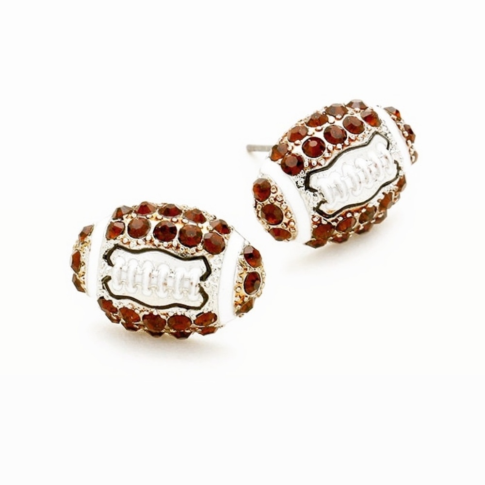 Crystal football stud earrings